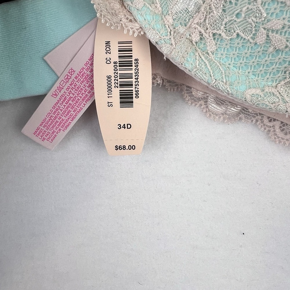 NEW Victoria's Secret DREAM ANGELS Push-Up Bra Blue & Pink Floral Lace 34D - Picture 6 of 7